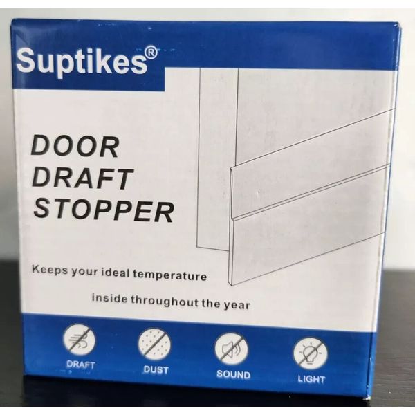 White Door Draft Stopper for Exterior/Interior Doors, Adhesive Weather Stripping