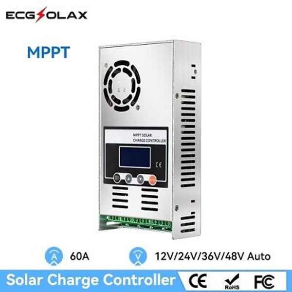 US STOCK MPPT 60AMP Solar Charge Controller 12V 24V 36V 48V DC Battery Regulator