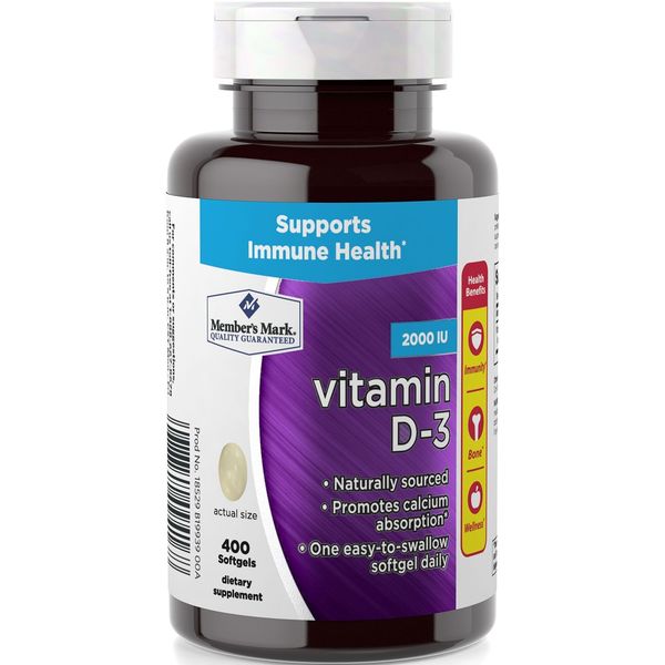 Member's Mark Vitamin D-3 2000 IU, 400 Softgels Dietary Supplement