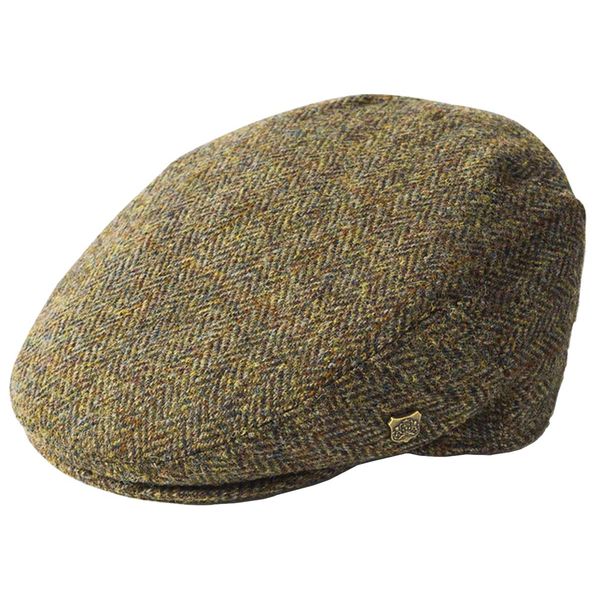 Failsworth Millinery Stornoway Harris Tweed Flat Cap (Latest Version) in Pattern 2013 - Brown, Size: Small (55cm)