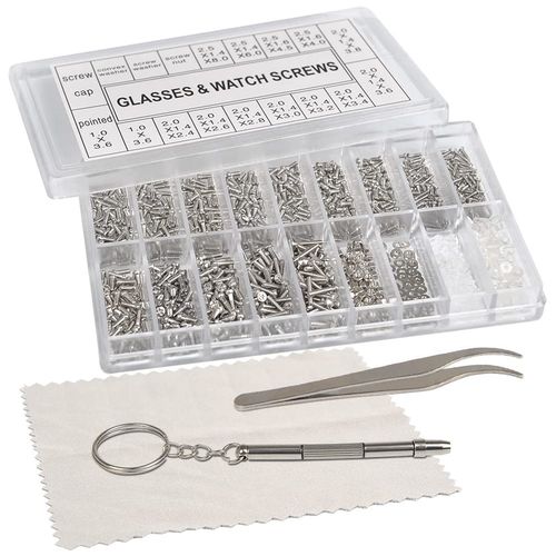 FOROREH Mini screws Glasses Screws Stainless steel Glass repair kit Screws, Micro screws Repair kit with screwdriver tweezers Glasses, sunglasses, watches, mobile phone