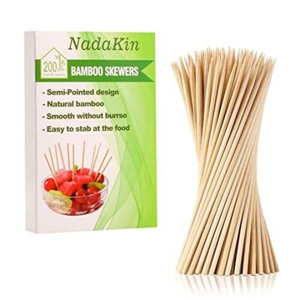 200 PCS Bamboo Skewers, 6 Inch Wooden Skewer for 6 Inch, pale yellow