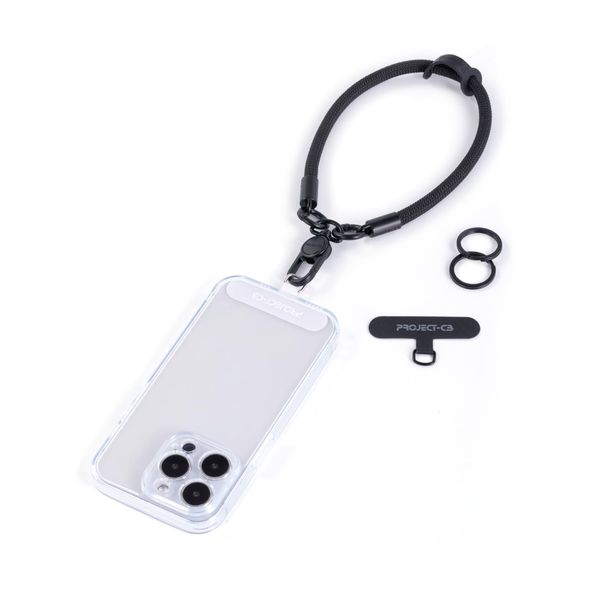 project-cb Phone Wrist Strap 1,Tether Tab 2,Hand Strap, Phone Wristlet,Key Ring 2, Lanyard Patch,KeyChain (Black)