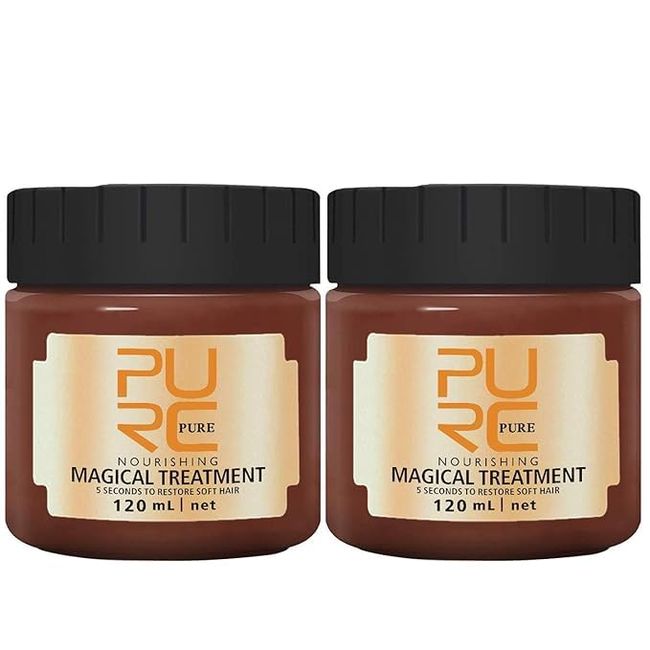 2 Pcs 120ml PURC Hair treatment Magical Hair Mask Advanced Molecular 5 Seconds Repairs Damage Hair Root Hair Tonic Keratin Hair & Scalp Treatment Hair Conditioner suitable for Dry & Damaged Hair