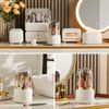 Bingobang Makeup Organiser Brush Holder 360 Rotating with Dustproof Lid, Spinning Cosmetic Organizer Acrylic, Storage for Lipstick, Lip Gloss, Eyeliner, Bedroom, Bathroom (White)