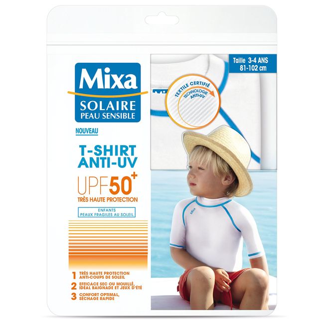 Mixa Solaire Anti-UV Sensitive Skin Children's T-Shirt Size 3 to 4 Years White