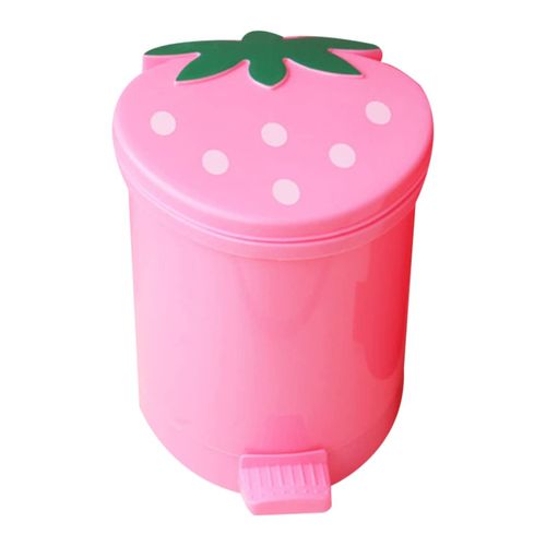 Operitacx Square Wheelie Bin Strawberry Trash Can Desktop Trash Can Cute Strawberry Mini Worktop Bin Tiny Trash Can Mini Trash Can Plastic for Car Office Kitchen Kawaii