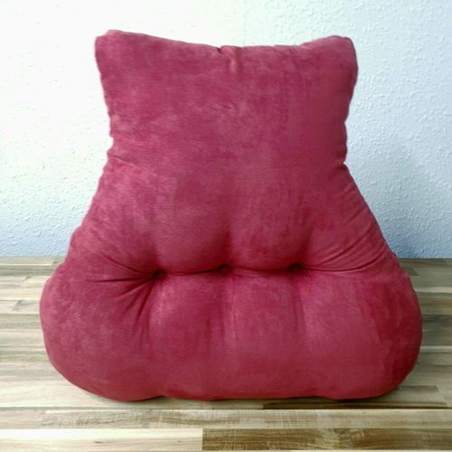 Snugglemore Back Support Lumbar Cushion Faux Suede Pain Relief Armchair Car Office (Wine)