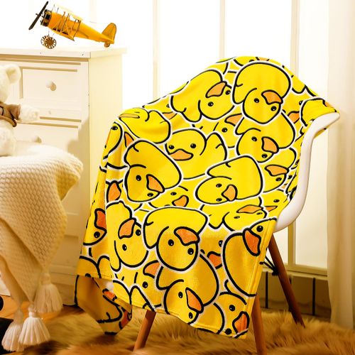 SmoothNovelty Cute Rubber Duck Throw Blanket All Season Cartoon Decorative Fleece Blankets Ducky Soft Cozy Flannel Carpet for Bed Chair Car Sofa Couch Bedroom(Yellow,50" X 40")