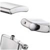 Kalsey 2 Pieces Stainless Steel Rectangular Hip Flask, 6 oz, Silver, Polished