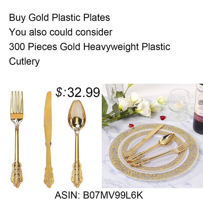 Wdf WDF 120 pieces Gold Disposable Plastic Plates- Gold Rim