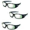 Crews Swagger SR117 Safety Glasses, 3 Pair (Silver Mirror Lens/Black Frame)
