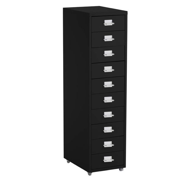 Warmiehomy Steel Filing Cabinet 10 Drawer,Desktop Cabinet 10 Drawer,Black,28 * 41 * 109.5CM