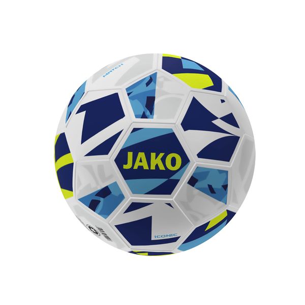 JAKO Spielball Iconic, weiß/Navy/Neongelb, 5