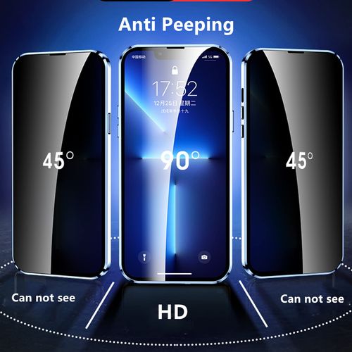 Jonwelsy Anti Peeping Case for iPhone 13 Pro Max, 360 Degree Front and Back Privacy Tempered Glass Cover, Anti SPY Screen, Anti Peep Magnetic Adsorption Metal Bumper for iPhone 13 Pro Max (Black)