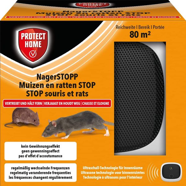 PROTECT HOME NagerSTOPP, elektronischer Ultraschall-Schädlingsvertreiber zur Abwehr von Ratten und Mäusen für 80 m²