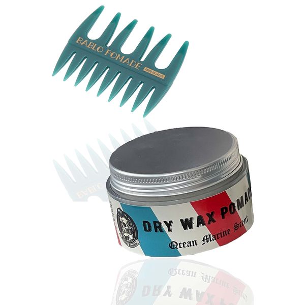 Bablo Pomade Dry Cream Pomade & Mesh Comb (Green) Set, Hair Wax, Grease, Hair Straightening