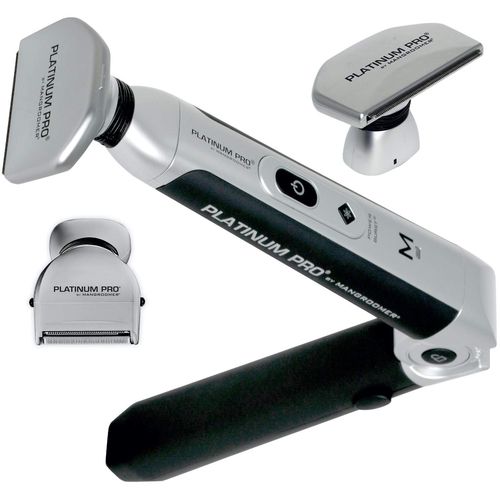 Platinum Pro by MANGROOMER New Back Shaver with 3 Shock Absorber Flex Heads, Power Hinge, Extreme Reach Handle & Bonus Case! (Generation 8.0), 4 Piece Set