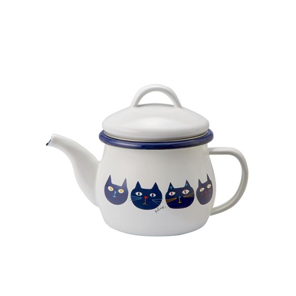 Plune. Prune, Enameled Teapot with Strainer, "Mimikokokomo" PTP-602, Compatible with Gas Fire