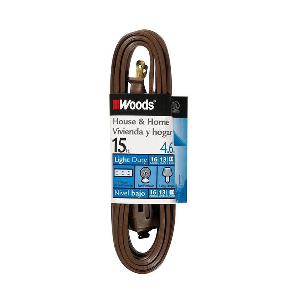 Coleman Cable 0603 16/2 15ft. Cube Tap Extension Cord, Brown