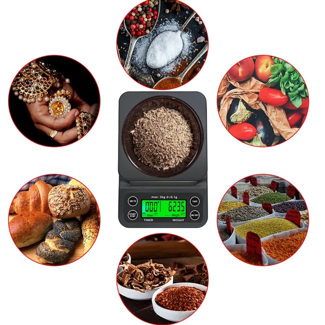 Digital Coffee Scales With Timer Multifunctional Kitchen Food