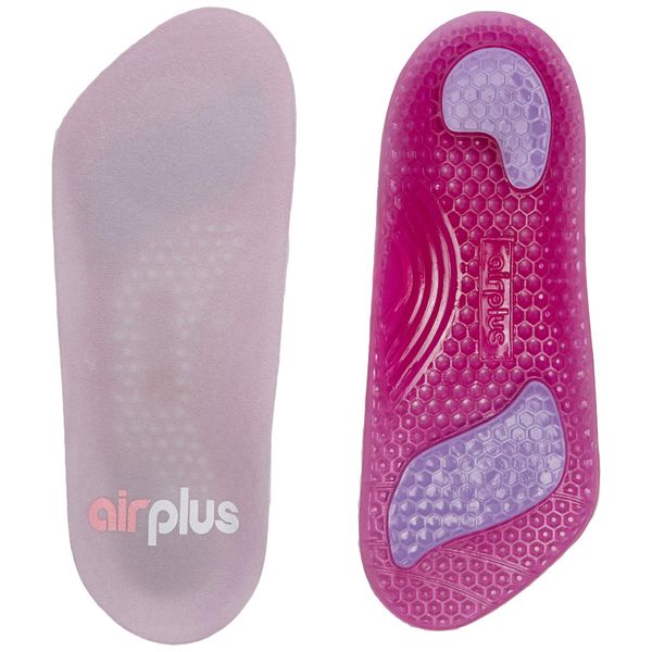 Airplus Women's Gel Orthotic Insole, Heel & Arch Support, Superior Comfort & Stability, Clear, Medium