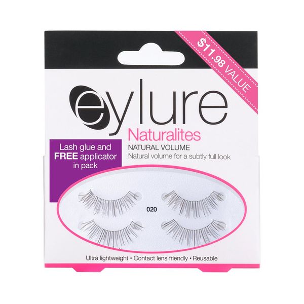 Eylure Naturals False Eyelashes Multipack, Style No. 020, Reusable, Adhesive Included, 2 Count