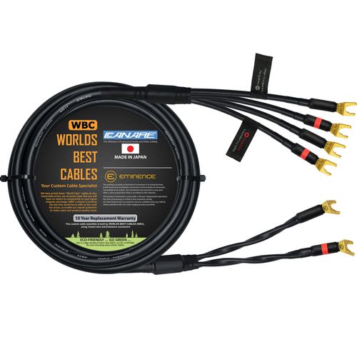 WORLDS BEST CABLES 4 Foot - Canare 4S11 – Audiophile Grade - HiFi Star-Quad Bi-Wire Single Speaker Cable for Center Channel with Eminence Gold Spade Connectors