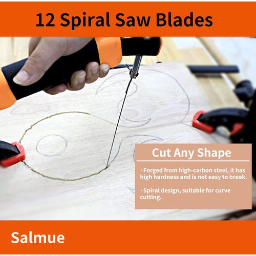 12 Pieces Scroll Saw Blades, Saw Blades with Spiral Teeth for Wood Metal Plastic + Jewellery Cutting Sawing Carve for Most Saw Brands for Home Use & Professional Use (4#)