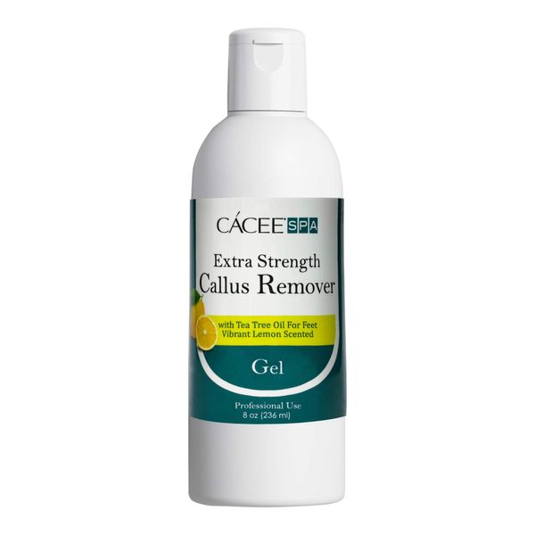 Cacee Callus Remover for Feet 8oz, Gel Formula with Tea Tree Oil & Lemon Scent, Works Great with Foot Scrubber, Foot File, or Pumice Stone, Callous or Corn Remover