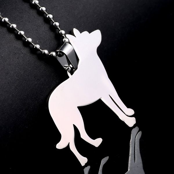 Stainless Steel Beauceron French Shepherd Dog Silhouette Pet Dog Tag Breed Collar Charm Pendant Necklace