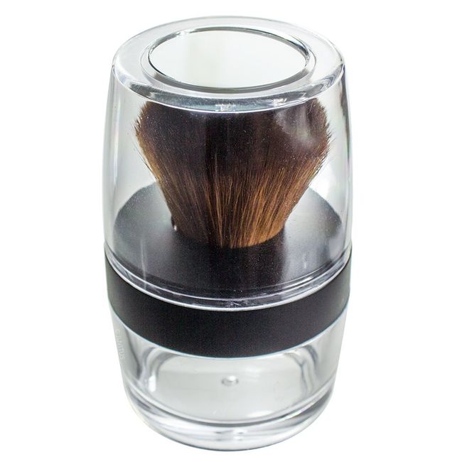 Kabuki Brush With Sifter Jar - Made of Soft Sable Tone Taklon Bristle, Plastic Base Jar, and Mirror for Mineral Makeup, Powders, Custom Foundations