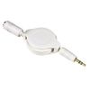 Ex-Pro® White Retractable Extension Cable, 3.5mm Jack to 3.5mm Socket [Gold plated]