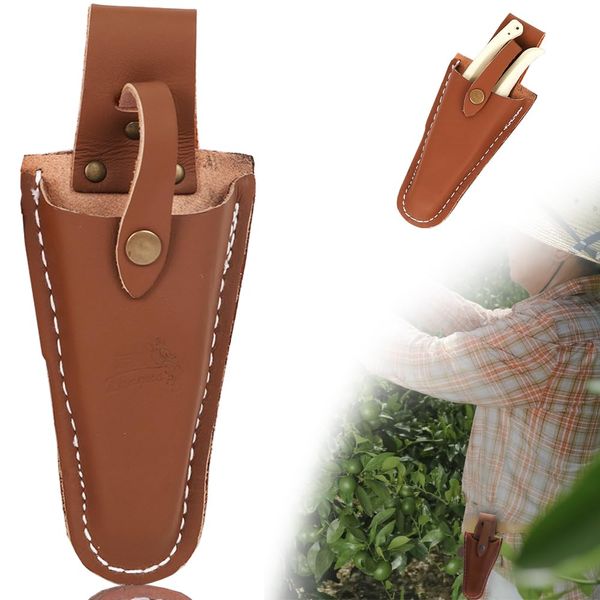 Pruning Shears Case, Pruning Shears, Storage Pouch, Set of 1, Made of Cowhide Leather, Pruning Tool Case, Hanging Pouch, Gardening Scissors Waist Bag, Easy to Carry, Pruning Tool Case, Easy to Install, Small, Lightweight, Leather Sheath, Gardening Supplie