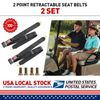 2PCS Universal Retractable 2 Point Car Lap Seat Belt Straps Adjustable Belt Kit