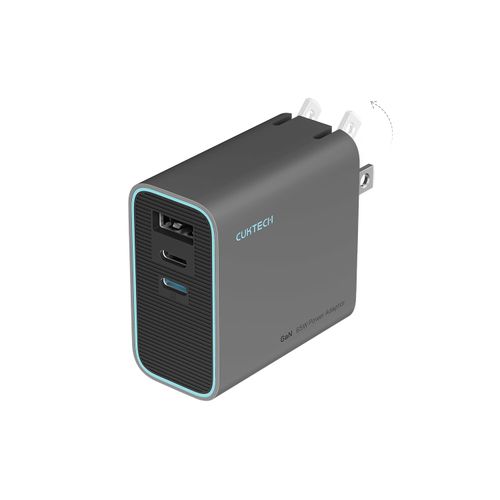 CUKTECH 65W USB C Charger, 3-Port Compact and Foldable Fast Charger Block, GaN Wall Charger Adapter for iPhone 16/15/14/13, MacBook Pro/Air, Galaxy S24/23/22, iPad, Pixel, iWatch, etc (Grey)