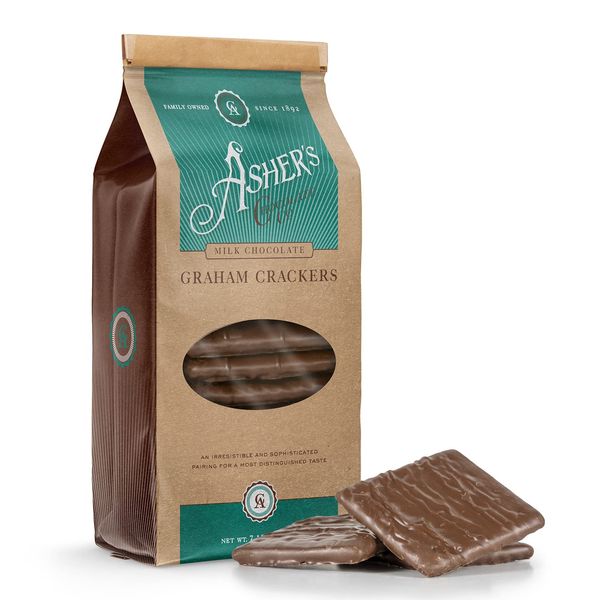 Asher's Chocolates Company, Chocolate Covered Graham Crackers, Made From the Finest Kosher Chocolate, Small Batches, Family Owned Since 1892 (7.15 oz, Milk Chocolate)