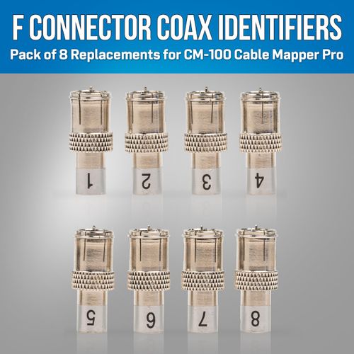 Jonard Tools CM-FC/8 F Connector Coax Cable Identifiers for CM-100, Pack of 8 - Numbered Port Mapping Kit for Coax Cables, Network & Telecom Use