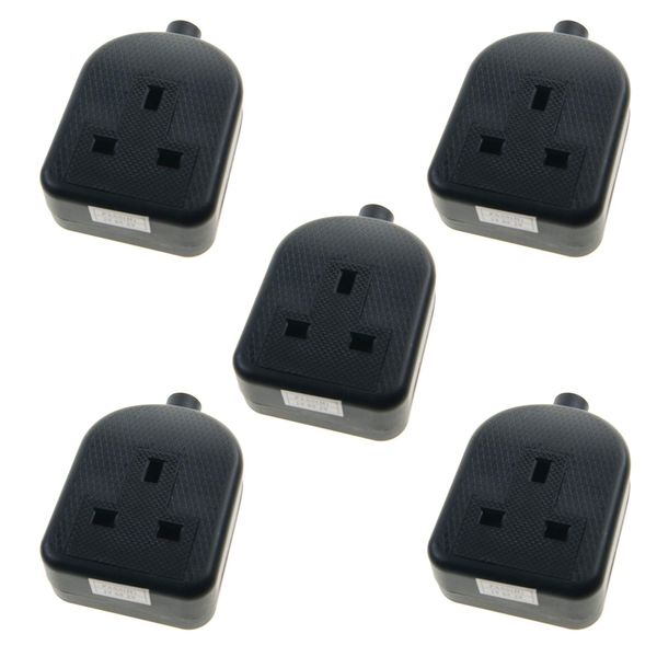 Ex-Pro 1 Gang High Impact Trailing Extension Socket, without Plug and Cable, 13A, Black - 5 Pack
