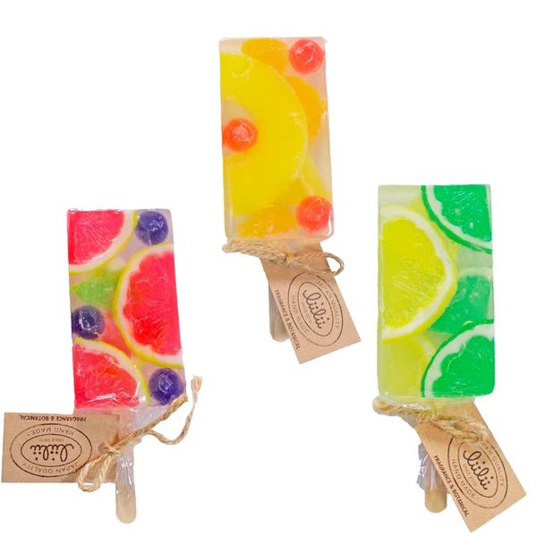 li'ili'i Fruit Candy Bar Soap, Like Real Soap, Soap, Hand Soap, Face Washing, Fruits, Made in Japan, Handmade Set of 3 (Pink Grapefruit, Pineapple, Lemon & Lime)