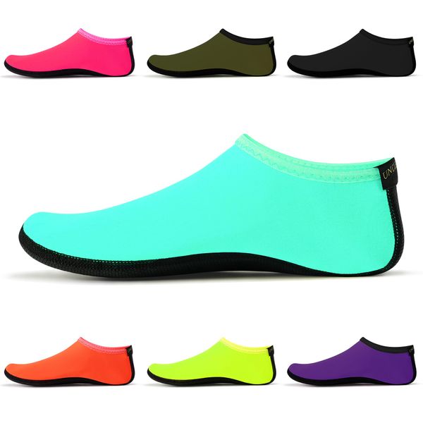 Water Socks - Unisex Indoor Sock Water Shoes Yoga Socks Barefoot Beach Surf Diving Home Slipper Pool for Kids Adults Azure Size S EU 33-34 UK 2.5/3.5 Adults SWA15LBS