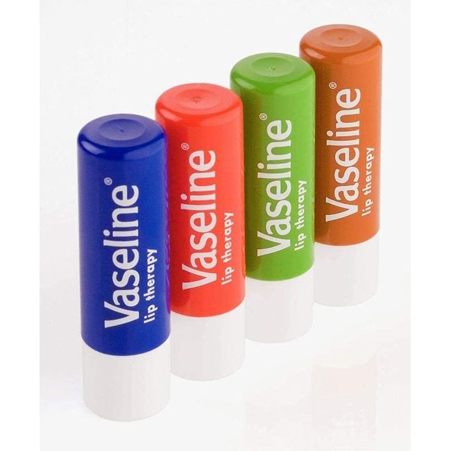 Vaseline Lip Therapy Stick with Petroleum Jelly (4 Color Lips, Cocoa Butter)