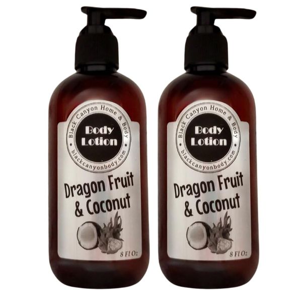 Black Canyon Dragon Fruit & Coconut Scented Luxury Body Lotion with Lanolin and Jojoba Oil, 8 Oz (2 Pack)