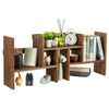 Brown Wood Stackable Desk Storage Shelf, Home & Office Bookshelf Organizer Stand