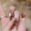 Set of 24 Nail Tip Black Unique Design Trapezoid Style Scandinavian Nail