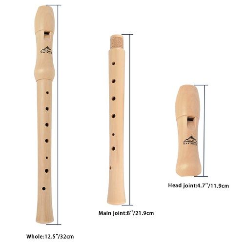 Eastrock Recorder Instrument for Kids Adults Beginners Maple Wood C Key Soprano Recorder German Style 2 Piece With Hard Case, Joint Grease And Cleaning Kit