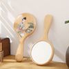 Hand Mirror, Small Fashionable, Travel Hand Mirror, Cosmetic Mirror, Lightweight, Wood Texture, Cute Hand Mirror, Simple Wooden Beauty Salon, Round Small Travel Mirror, Compact Hand Mirror, Portable, Ideal for Travel Makeup, Emergency Makeup, Convenient, 
