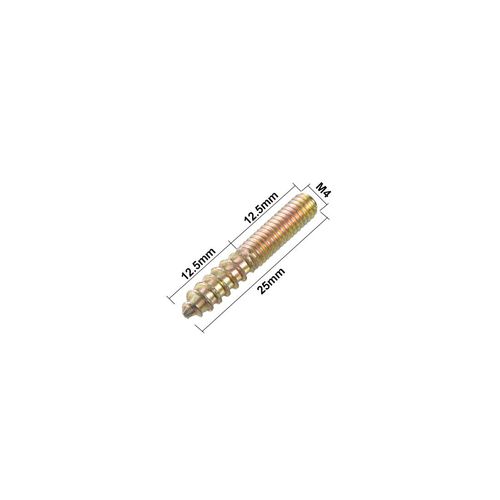uxcell M4 Hanger Bolts Length 1"(25mm) Double Headed Bolts Self-Tapping Screw 4mm Wood Joint Furniture Legs 20pcs