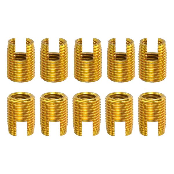 uxcell Self Tapping Thread Inserts 15 Pcs Internal M12-1.75 External M16x22 Carbon Steel Slotted Thread Repair Insert Nuts