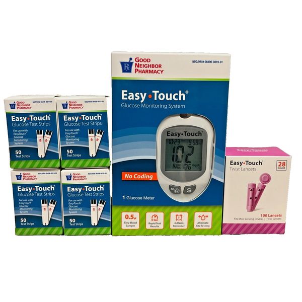 EasyTouch 200 ct Glucose Test Strips  + Free Meter and Lancets